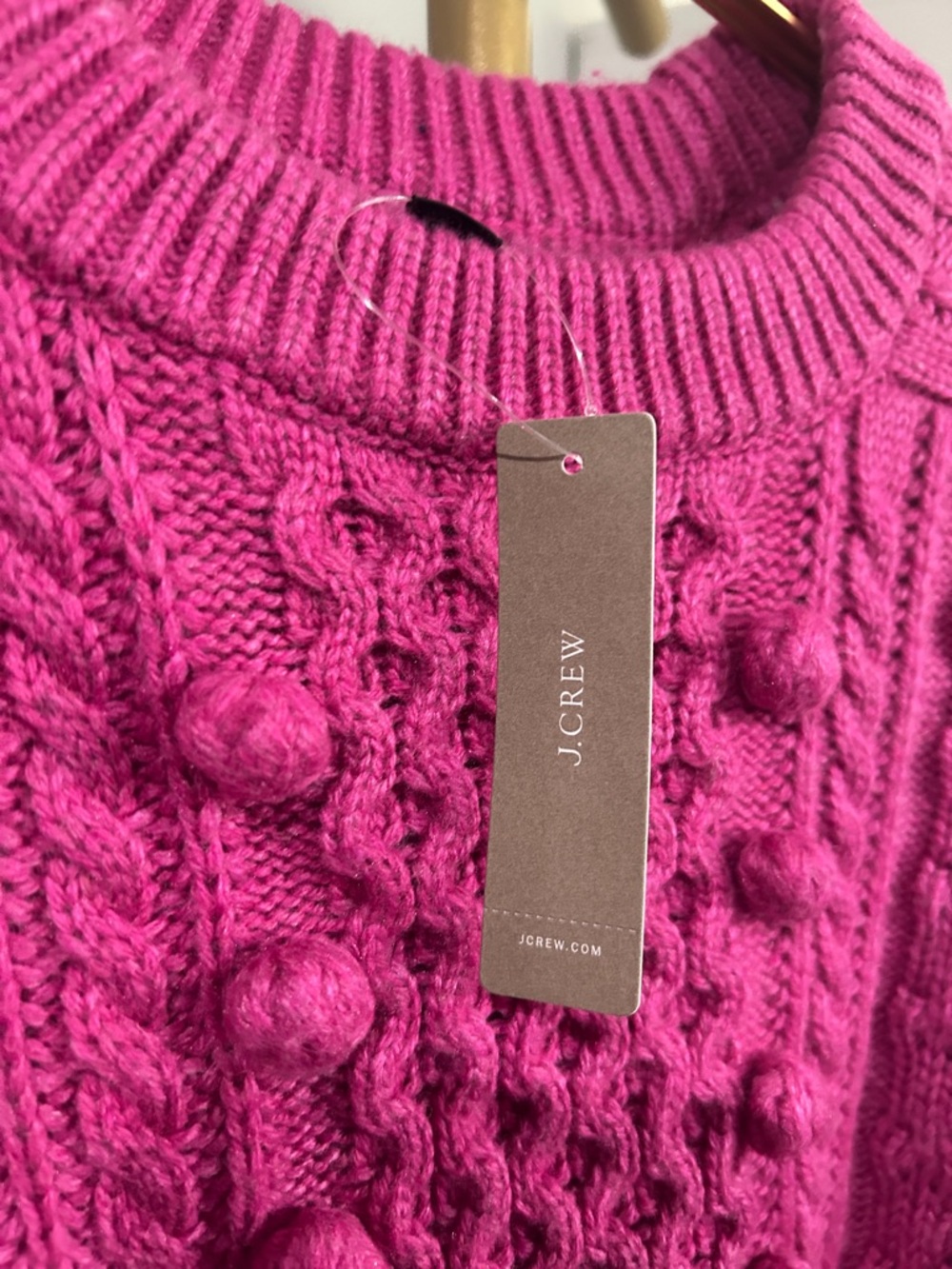 J. Crew Pink Cable Knit Crewneck Sweater - Picture 2 of 6